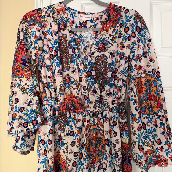 Boemo x Anthropologie Floral Print Boho Maxi Dress Tiered Bell 3/4 sleeved NWT - Picture 9 of 16